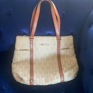 Michael Kors Beige and Brown Signature Tote